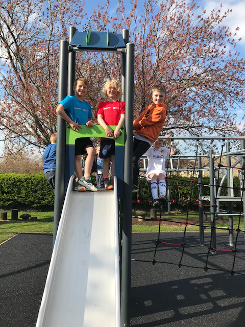children on a slide